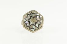 Load image into Gallery viewer, Sterling Silver Mother of Pearl Black Onyx Star Mosaic Inlay Ring