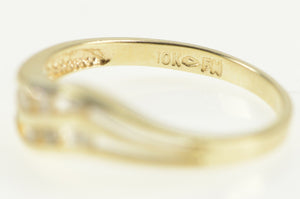10K Diamond Wavy Channel Statement Band Ring Yellow Gold