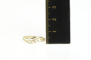 10K Diamond Wavy Channel Statement Band Ring Yellow Gold