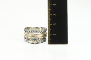 Sterling Silver Two Tone Ornate Natural Vine Spinner Band Ring