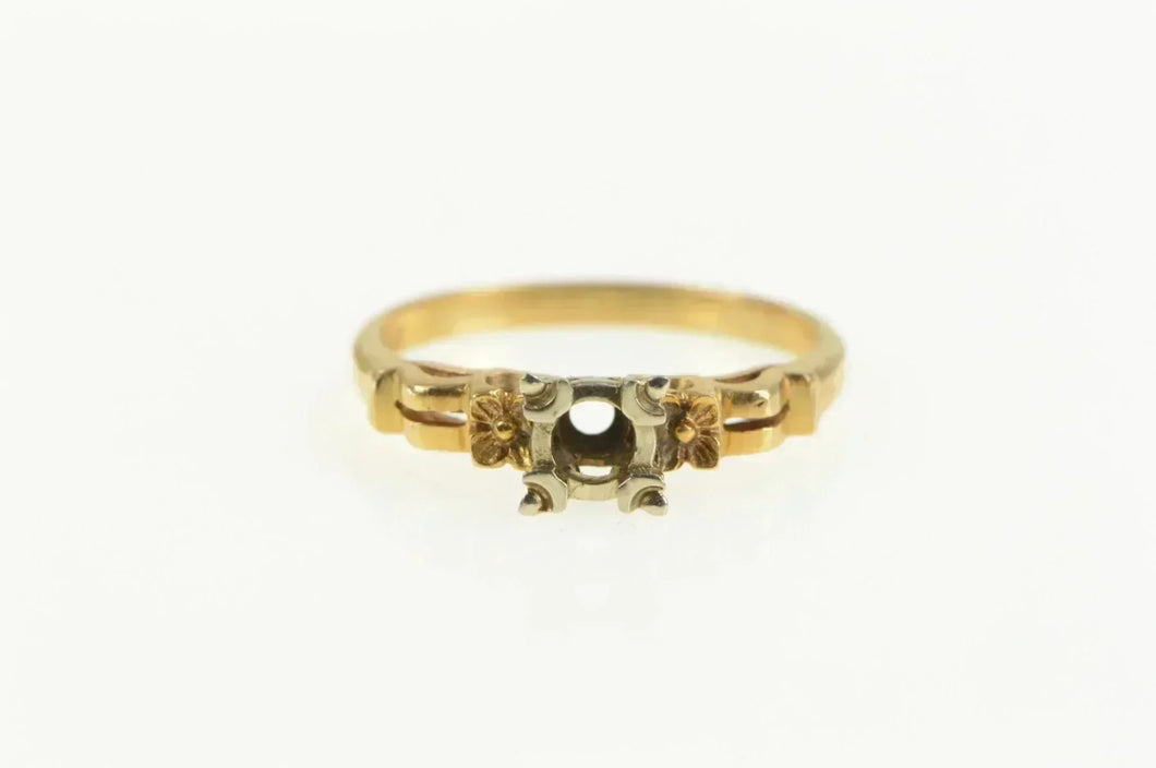 14K Vintage NOS 1950's 3.0mm Engagement Setting Ring Yellow Gold