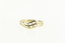 Load image into Gallery viewer, 10K Diamond Wavy Channel Statement Band Ring Yellow Gold