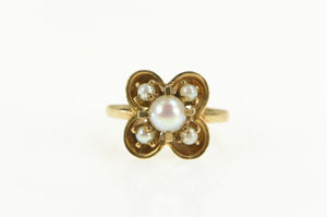 10K Victorian Pearl Ornate Cluster Cocktail Ring Yellow Gold