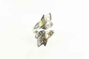Sterling Silver Abalone Sea Shell Wrap Bypass Statement Ring