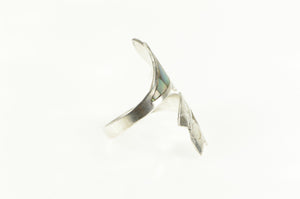 Sterling Silver Abalone Sea Shell Wrap Bypass Statement Ring