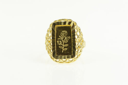 21K Rose Bar 1g Fine Gold Bar Filigree Statement Ring Yellow Gold