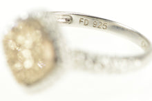 Load image into Gallery viewer, Sterling Silver Squared Gold Druzy Quartz Pitted Statement Ring