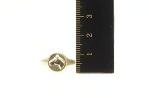 14K Embossed Horse Signet Wax Seal Equestrian Ring Yellow Gold