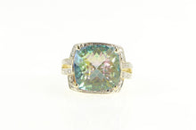 Load image into Gallery viewer, 14K Cushion Mystic Topaz Diamond Accent Cocktail Ring Yellow Gold