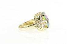 Load image into Gallery viewer, 14K Cushion Mystic Topaz Diamond Accent Cocktail Ring Yellow Gold