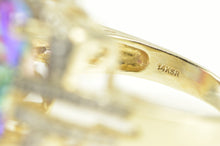 Load image into Gallery viewer, 14K Cushion Mystic Topaz Diamond Accent Cocktail Ring Yellow Gold