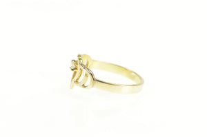 14K Diamond Inset Heart Love Symbol Band Ring Yellow Gold