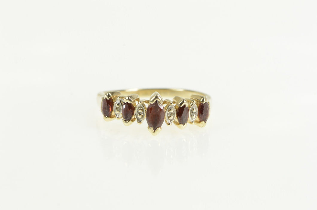 10K Marquise Ruby Diamond Accent Statement Ring Yellow Gold