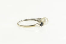 Load image into Gallery viewer, 10K Pearl Sapphire Diamond Classic Statement Ring White Gold