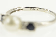 Load image into Gallery viewer, 10K Pearl Sapphire Diamond Classic Statement Ring White Gold
