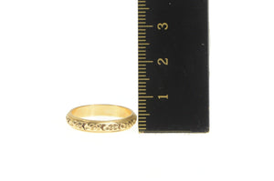 14K 3.7mm Orange Blossom Ornate Wedding Band Ring Yellow Gold