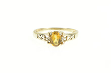 Load image into Gallery viewer, 10K Citrine Diamond Three Stone Classic Ring Yellow Gold