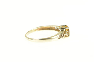10K Citrine Diamond Three Stone Classic Ring Yellow Gold