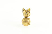 Load image into Gallery viewer, 14K Retro Pink Sapphire Eyed Cat Kitten Rounded Charm/Pendant Yellow Gold