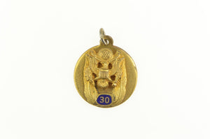 Gold Filled US Military Eagle 30 Years Enamel Service Charm/Pendant