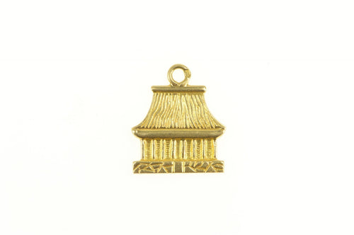 14K Fiji Bure Straw Hut Travel Souvenir Charm/Pendant Yellow Gold