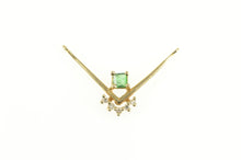 Load image into Gallery viewer, 14K Princess Cut Emerald Diamond Chevron Pendant Yellow Gold