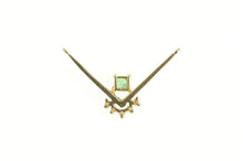 Load image into Gallery viewer, 14K Princess Cut Emerald Diamond Chevron Pendant Yellow Gold