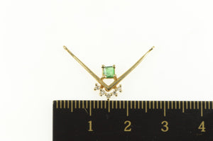 14K Princess Cut Emerald Diamond Chevron Pendant Yellow Gold