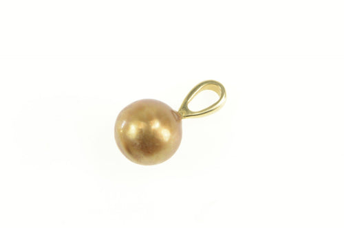 14K Gold Brass Pearl Classic Simple Pendant Yellow Gold