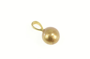 14K Gold Brass Pearl Classic Simple Pendant Yellow Gold