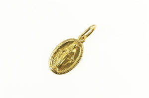 14K Oval Virgin Mary Jesus Christ Mother Charm/Pendant Yellow Gold