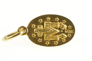14K Oval Virgin Mary Jesus Christ Mother Charm/Pendant Yellow Gold