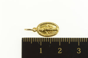 14K Oval Virgin Mary Jesus Christ Mother Charm/Pendant Yellow Gold
