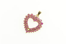 Load image into Gallery viewer, 14K Ruby Encrusted Heart Love Symbol Pendant Yellow Gold