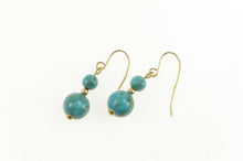 Load image into Gallery viewer, 14K Turquoise Beaded Dangle Statement Hook Earrings Yellow Gold