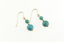 Load image into Gallery viewer, 14K Turquoise Beaded Dangle Statement Hook Earrings Yellow Gold