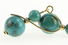 Load image into Gallery viewer, 14K Turquoise Beaded Dangle Statement Hook Earrings Yellow Gold