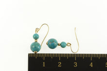 Load image into Gallery viewer, 14K Turquoise Beaded Dangle Statement Hook Earrings Yellow Gold