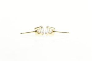 14K Round Classic Solitaire Simple CZ Stud Earrings Yellow Gold