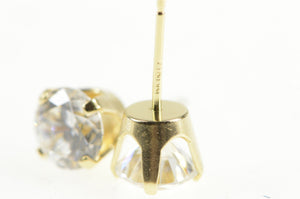 14K Round Classic Solitaire Simple CZ Stud Earrings Yellow Gold