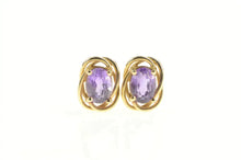 Load image into Gallery viewer, 14K Oval Amethyst Solitaire Classic Twist Stud Earrings Yellow Gold