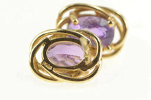 Load image into Gallery viewer, 14K Oval Amethyst Solitaire Classic Twist Stud Earrings Yellow Gold