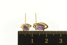 Load image into Gallery viewer, 14K Oval Amethyst Solitaire Classic Twist Stud Earrings Yellow Gold