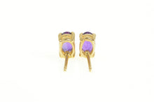 Load image into Gallery viewer, 14K Amethyst Oval Solitaire Classic Simple Stud Earrings Yellow Gold
