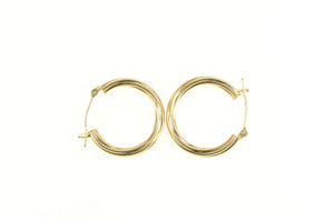 14K 22.0mm Twist Pattern Spiral Classic Hoop Earrings Yellow Gold