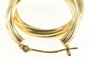 14K 22.0mm Twist Pattern Spiral Classic Hoop Earrings Yellow Gold