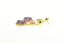 Load image into Gallery viewer, Gold Plated 6.40 Ctw Amethyst Ruby Halo Dangle Earrings