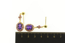 Load image into Gallery viewer, Gold Plated 6.40 Ctw Amethyst Ruby Halo Dangle Earrings