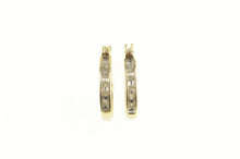 Load image into Gallery viewer, 10K Channel Classic Diamond Hoop Statement Earrings Yellow Gold