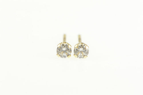 14K Round Classic Diamond Solitaire Simple Stud Earrings Yellow Gold